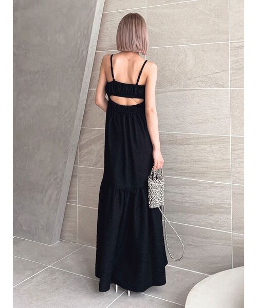 GYDA（ジェイダ）の「BACK OPENジャカードワンピース（ワンピース・レディース・ブラック/オフホワイト・FREE）」の4枚目の写真