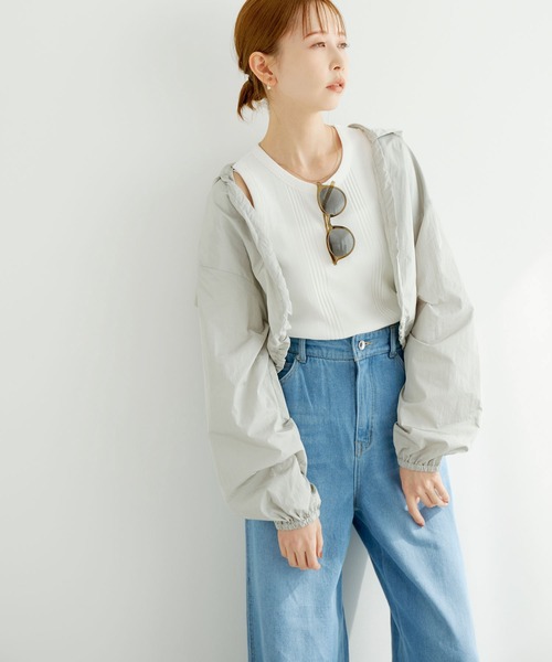 ROPE' PICNIC(ロペピクニック)の「撥水加工・UVカット/ドロストシャーリングボレロ(その他アウター・レディース・ブラック/グレー・FREE)」の20枚目の写真