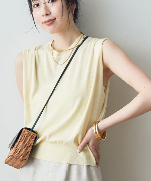 Rouge vif（ルージュヴィフ）の「ショルダータックハイゲージニットプルオーバー（ニット/セーター・レディース・ライトグレー/ブラック/イエロー・フリー）」の3枚目の写真