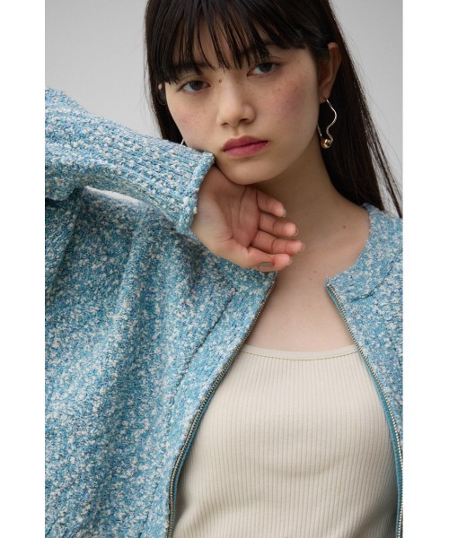 AZUL by moussy(アズールバイマウジー)の「ミックスジップアップカーディガン(カーディガン/ボレロ・レディース・ブラック系その他/ブルー系その他・FREE)」の12枚目の写真