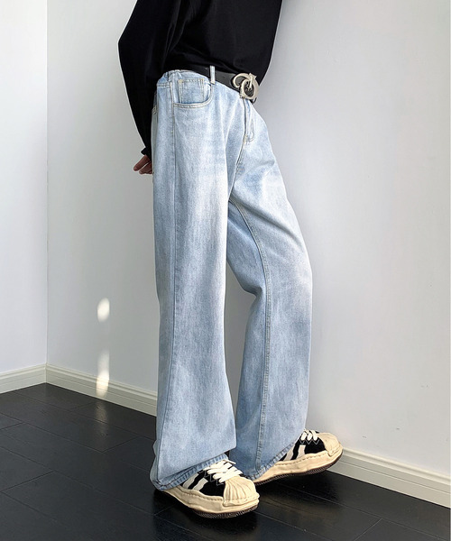 neos（ネオス）の「【neos】ルーズシルエット オーバーダイ ビンテージウォッシュ セミフレア デニム パンツ（デニムパンツ・メンズ・ブラック/サックスブルー/ブルー/ネイビー・MEDIUM/LARGE/X-LARGE）」の10枚目の写真
