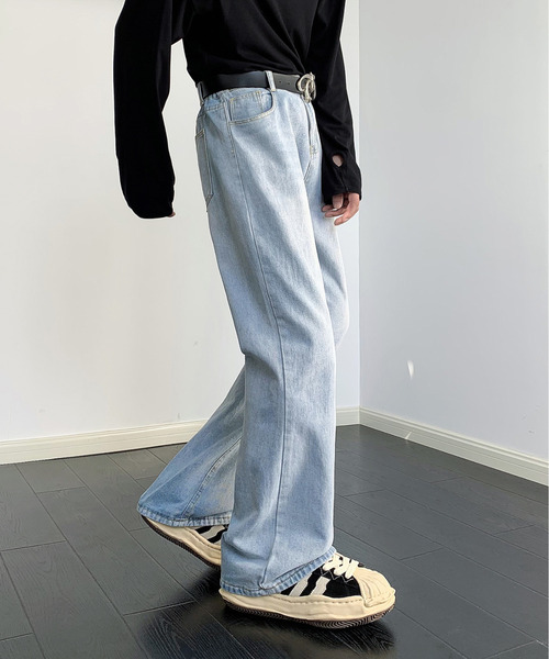 neos（ネオス）の「【neos】ルーズシルエット オーバーダイ ビンテージウォッシュ セミフレア デニム パンツ（デニムパンツ・メンズ・ブラック/サックスブルー/ブルー/ネイビー・MEDIUM/LARGE/X-LARGE）」の12枚目の写真
