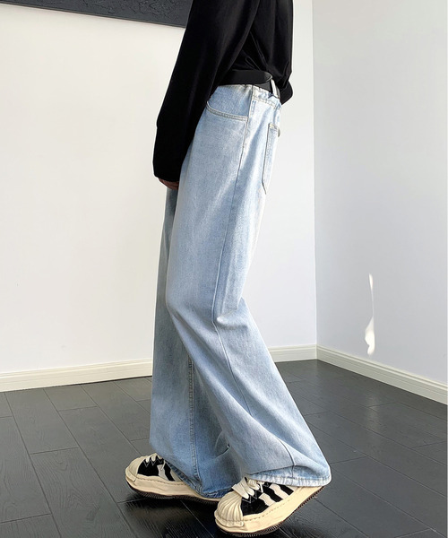 neos（ネオス）の「【neos】ルーズシルエット オーバーダイ ビンテージウォッシュ セミフレア デニム パンツ（デニムパンツ・メンズ・ブラック/サックスブルー/ブルー/ネイビー・MEDIUM/LARGE/X-LARGE）」の13枚目の写真