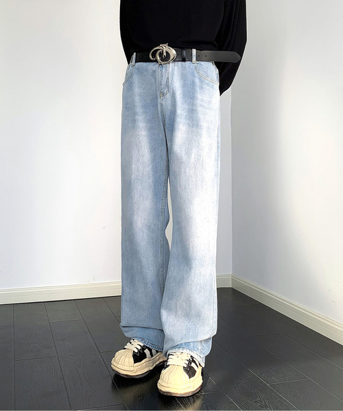 neos（ネオス）の「【neos】ルーズシルエット オーバーダイ ビンテージウォッシュ セミフレア デニム パンツ（デニムパンツ・メンズ・ブラック/サックスブルー/ブルー/ネイビー・MEDIUM/LARGE/X-LARGE）」の14枚目の写真