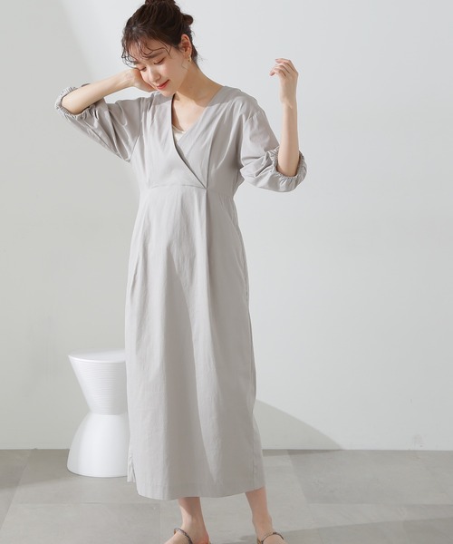 N.(N. Natural Beauty Basic)(エヌエヌナチュラルビューティーベーシック)の「◆レイヤードカシュクールワンピース(ワンピース・レディース・ライトグレー/ブラック/グリーン・MEDIUM)」の1枚目の写真