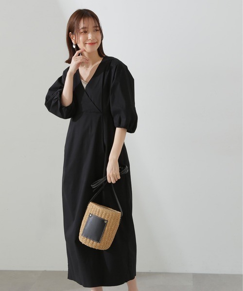 N.(N. Natural Beauty Basic)(エヌエヌナチュラルビューティーベーシック)の「◆レイヤードカシュクールワンピース(ワンピース・レディース・ライトグレー/ブラック/グリーン・MEDIUM)」の2枚目の写真