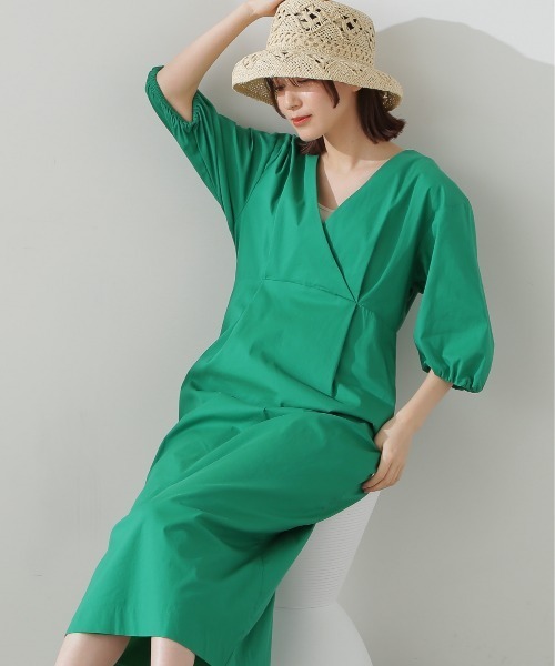 N.(N. Natural Beauty Basic)(エヌエヌナチュラルビューティーベーシック)の「◆レイヤードカシュクールワンピース(ワンピース・レディース・ライトグレー/ブラック/グリーン・MEDIUM)」の5枚目の写真
