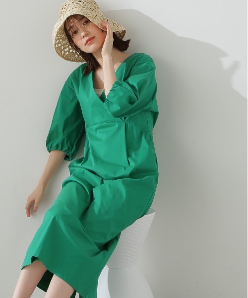 N.(N. Natural Beauty Basic)(エヌエヌナチュラルビューティーベーシック)の「◆レイヤードカシュクールワンピース(ワンピース・レディース・ライトグレー/ブラック/グリーン・MEDIUM)」の6枚目の写真