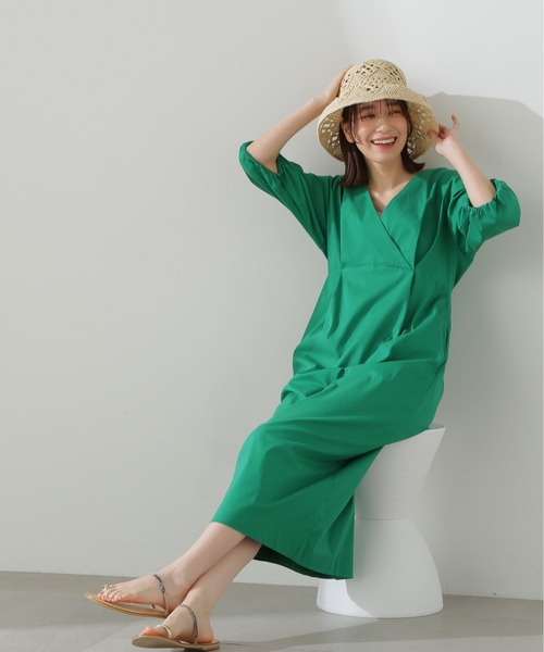 N.(N. Natural Beauty Basic)(エヌエヌナチュラルビューティーベーシック)の「◆レイヤードカシュクールワンピース(ワンピース・レディース・ライトグレー/ブラック/グリーン・MEDIUM)」の7枚目の写真