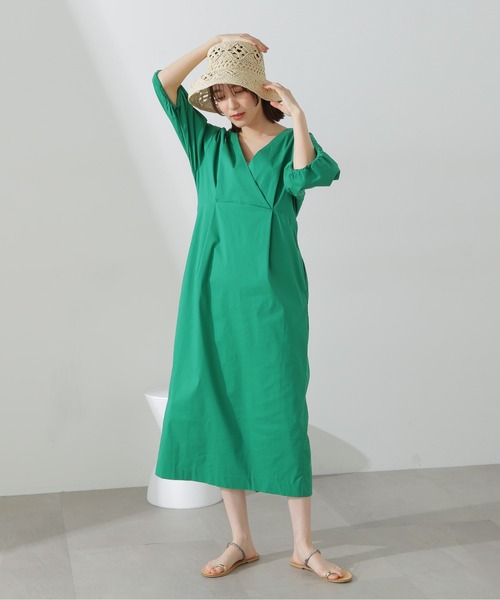 N.(N. Natural Beauty Basic)(エヌエヌナチュラルビューティーベーシック)の「◆レイヤードカシュクールワンピース(ワンピース・レディース・ライトグレー/ブラック/グリーン・MEDIUM)」の9枚目の写真