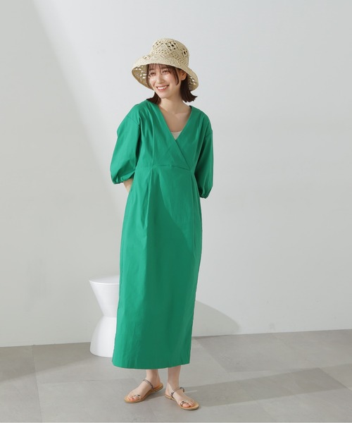 N.(N. Natural Beauty Basic)(エヌエヌナチュラルビューティーベーシック)の「◆レイヤードカシュクールワンピース(ワンピース・レディース・ライトグレー/ブラック/グリーン・MEDIUM)」の10枚目の写真