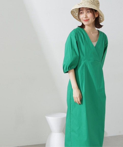 N.(N. Natural Beauty Basic)(エヌエヌナチュラルビューティーベーシック)の「◆レイヤードカシュクールワンピース(ワンピース・レディース・ライトグレー/ブラック/グリーン・MEDIUM)」の12枚目の写真