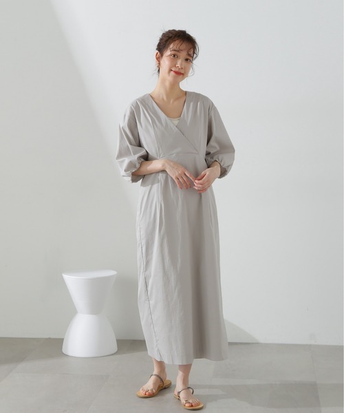 N.(N. Natural Beauty Basic)(エヌエヌナチュラルビューティーベーシック)の「◆レイヤードカシュクールワンピース(ワンピース・レディース・ライトグレー/ブラック/グリーン・MEDIUM)」の22枚目の写真