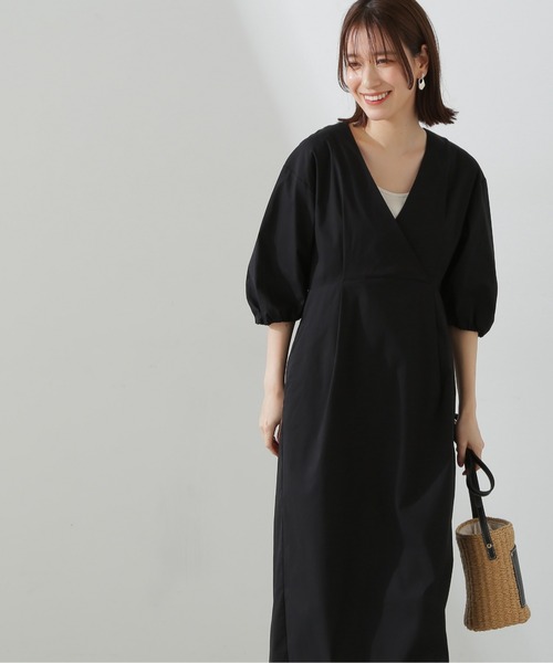 N.(N. Natural Beauty Basic)(エヌエヌナチュラルビューティーベーシック)の「◆レイヤードカシュクールワンピース(ワンピース・レディース・ライトグレー/ブラック/グリーン・MEDIUM)」の13枚目の写真