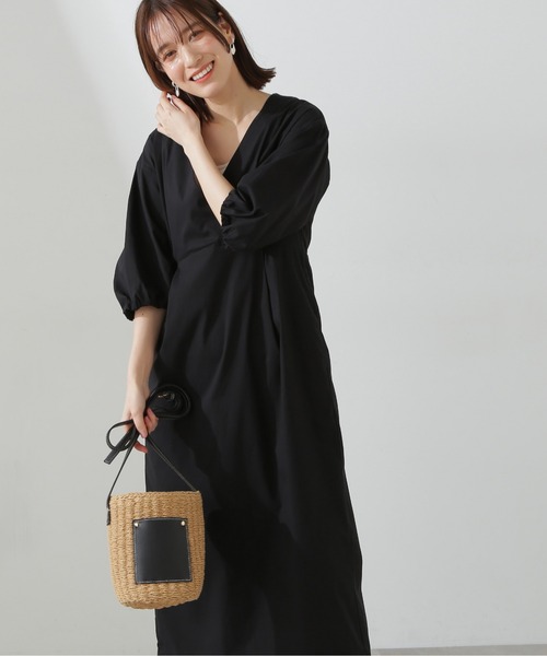 N.(N. Natural Beauty Basic)(エヌエヌナチュラルビューティーベーシック)の「◆レイヤードカシュクールワンピース(ワンピース・レディース・ライトグレー/ブラック/グリーン・MEDIUM)」の14枚目の写真