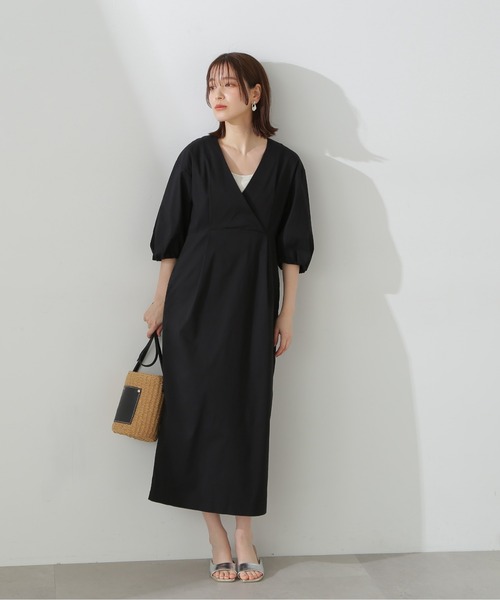 N.(N. Natural Beauty Basic)(エヌエヌナチュラルビューティーベーシック)の「◆レイヤードカシュクールワンピース(ワンピース・レディース・ライトグレー/ブラック/グリーン・MEDIUM)」の15枚目の写真