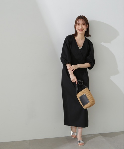 N.(N. Natural Beauty Basic)(エヌエヌナチュラルビューティーベーシック)の「◆レイヤードカシュクールワンピース(ワンピース・レディース・ライトグレー/ブラック/グリーン・MEDIUM)」の16枚目の写真