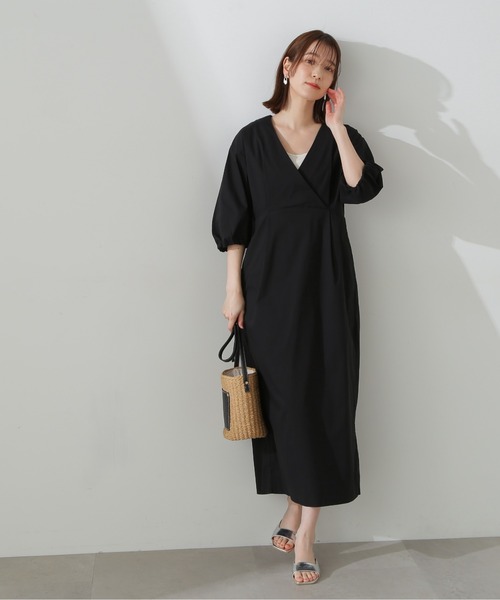 N.(N. Natural Beauty Basic)(エヌエヌナチュラルビューティーベーシック)の「◆レイヤードカシュクールワンピース(ワンピース・レディース・ライトグレー/ブラック/グリーン・MEDIUM)」の18枚目の写真