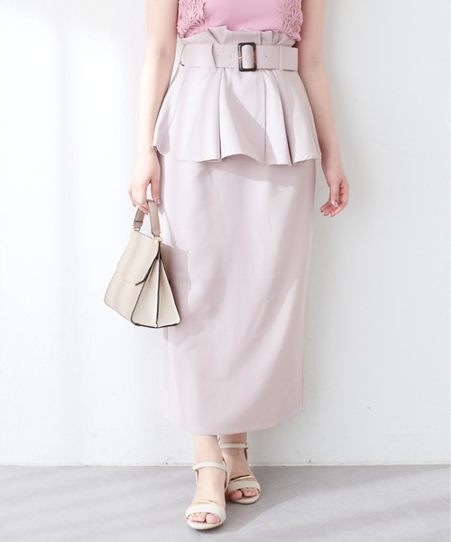 natural couture（ナチュラルクチュール）の「canamiペプラムベルトナロースカート（スカート・レディース・モカ/ダークブラウン/ブルー/グレイッシュベージュ・FREE）」の15枚目の写真