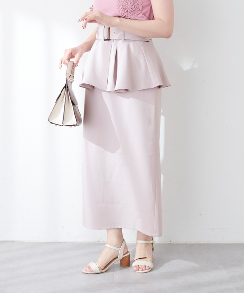 natural couture（ナチュラルクチュール）の「canamiペプラムベルトナロースカート（スカート・レディース・モカ/ダークブラウン/ブルー/グレイッシュベージュ・FREE）」の16枚目の写真