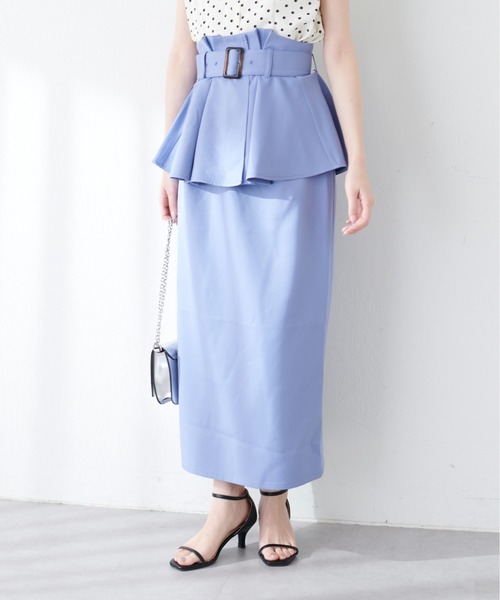 natural couture（ナチュラルクチュール）の「canamiペプラムベルトナロースカート（スカート・レディース・モカ/ダークブラウン/ブルー/グレイッシュベージュ・FREE）」の19枚目の写真