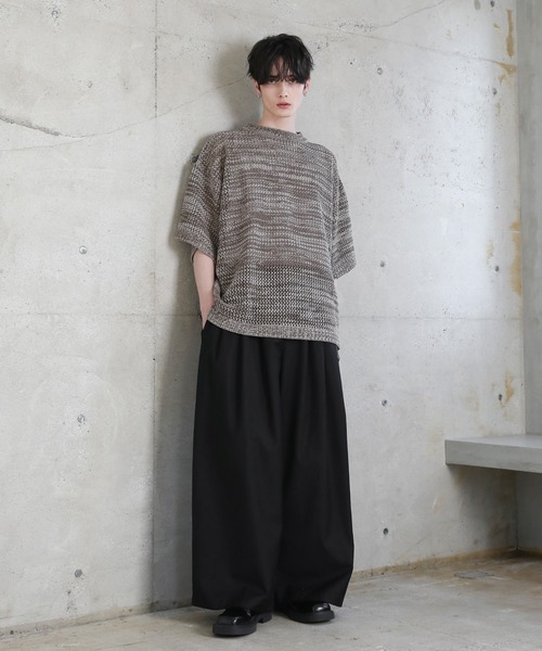 ASTRONOMY(アストロノミー)の「透かし編みメランジドルマンメッシュ5分袖サマーニット(ニット/セーター・メンズ・グレー系/ブラック/ブラック系/チャコール/ブルー系/ホワイト/ブラウン系・S/M/L/XL)」の18枚目の写真
