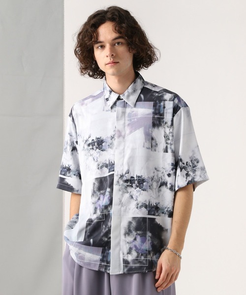 HARE（ハレ）の「モチーフコラージュプリントシャツ(HARE)（シャツ/ブラウス・メンズ・ホワイト/ブルー/ブラック・SMALL/MEDIUM）」の5枚目の写真