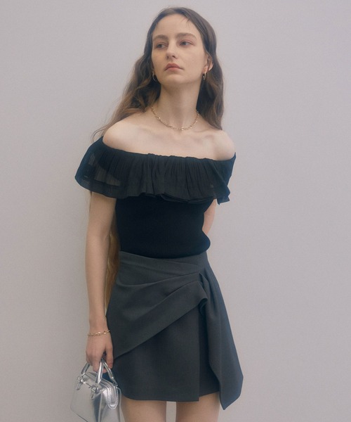 EIMY ISTOIRE（エイミーイストワール）の「ドレープスカショーパン（スカート・レディース・アイボリー/ブラック/グレー/ベージュ・S/M）」の11枚目の写真