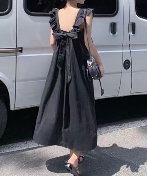 gossip!ロサンゼルス(ゴシップロサンゼルス)の「YUGA バックリボンワンピース(ワンピース・レディース・ブラウン/オフホワイト/ブラック・FREE)」の8枚目の写真