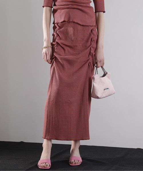 【セール】(CREOLME)マルチボーダーシャーリングタイトスカート（スカート）｜CREOLME（クレオルム）