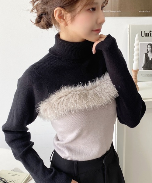 moment+(モーメントプラス)の「ファーポイントベアトップ(チューブトップ・レディース・ブラック/オフホワイト/グレー・M)」の20枚目の写真