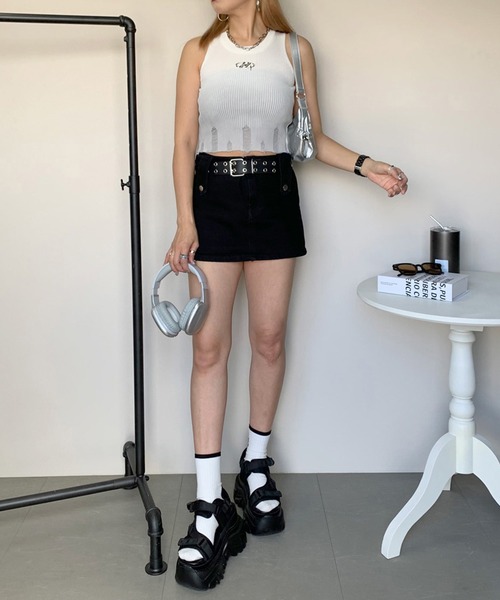 【KITH NYC】ロゴ ニットタンクトップ&ニット スカート Kith Women for the New York Knicks Striped Interlock