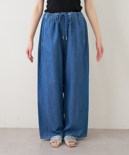CIAOPANIC TYPY（チャオパニックティピー）の「綿麻デニムドロストイージーワイドパンツ（デニムパンツ・レディース・ブルー/ネイビー・ONE SIZE）」の22枚目の写真