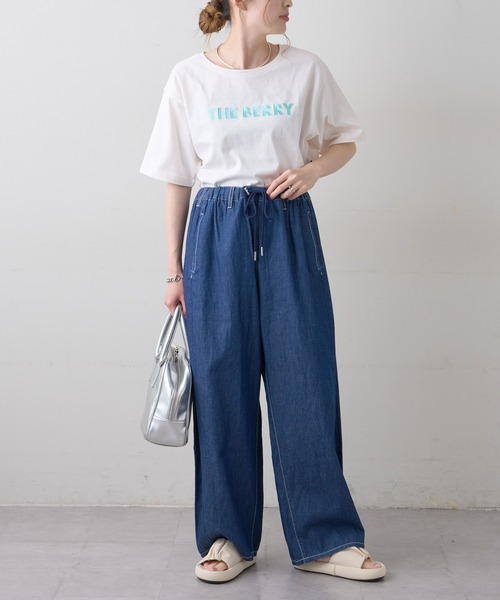 CIAOPANIC TYPY（チャオパニックティピー）の「綿麻デニムドロストイージーワイドパンツ（デニムパンツ・レディース・ブルー/ネイビー・ONE SIZE）」の18枚目の写真