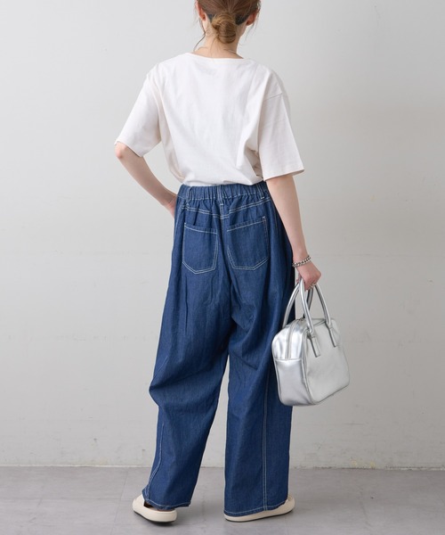 CIAOPANIC TYPY（チャオパニックティピー）の「綿麻デニムドロストイージーワイドパンツ（デニムパンツ・レディース・ブルー/ネイビー・ONE SIZE）」の20枚目の写真