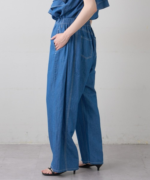 CIAOPANIC TYPY（チャオパニックティピー）の「綿麻デニムドロストイージーワイドパンツ（デニムパンツ・レディース・ブルー/ネイビー・ONE SIZE）」の6枚目の写真