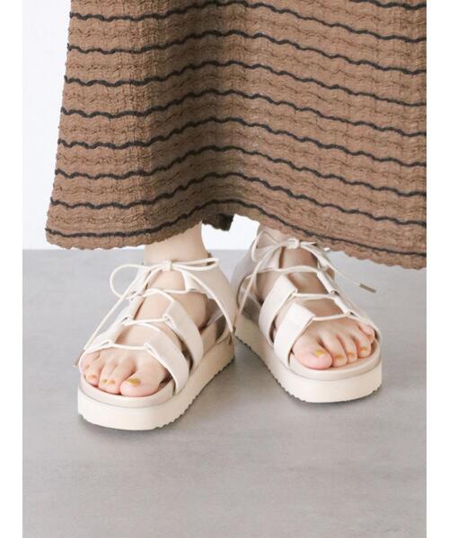 ehka sopo（エヘカソポ）の「レースアップ厚底サンダル（サンダル・レディース・キナリ/ブラウン/ブラック・M/L）」の2枚目の写真