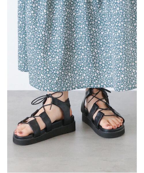 ehka sopo（エヘカソポ）の「レースアップ厚底サンダル（サンダル・レディース・キナリ/ブラウン/ブラック・M/L）」の3枚目の写真