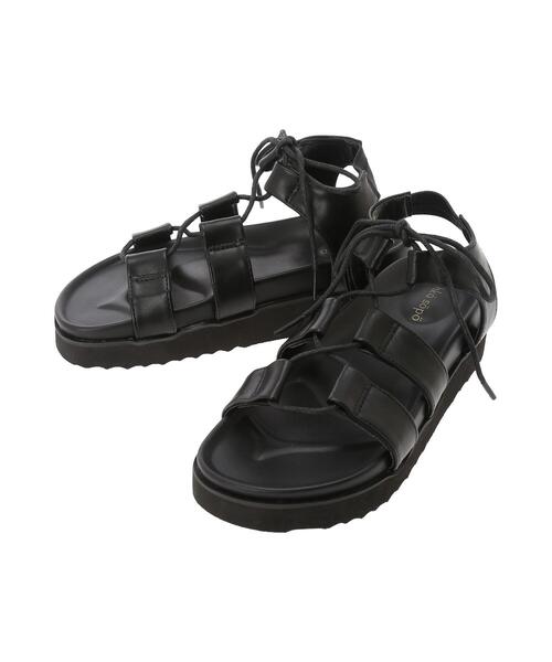 ehka sopo（エヘカソポ）の「レースアップ厚底サンダル（サンダル・レディース・キナリ/ブラウン/ブラック・M/L）」の11枚目の写真