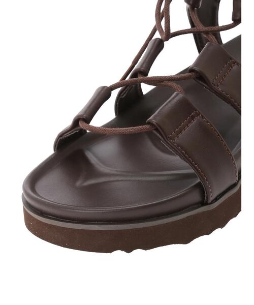 ehka sopo（エヘカソポ）の「レースアップ厚底サンダル（サンダル・レディース・キナリ/ブラウン/ブラック・M/L）」の4枚目の写真