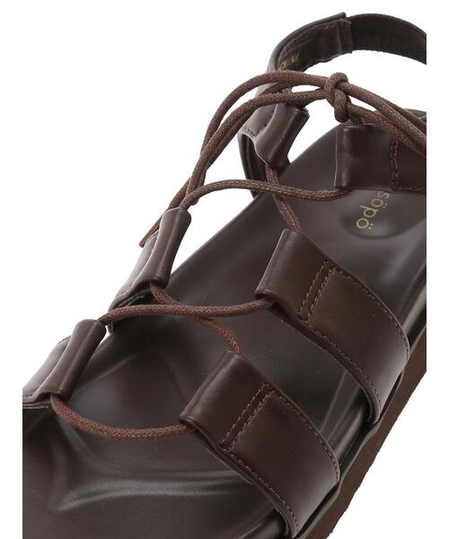 ehka sopo（エヘカソポ）の「レースアップ厚底サンダル（サンダル・レディース・キナリ/ブラウン/ブラック・M/L）」の6枚目の写真