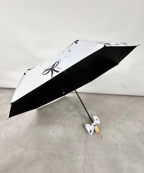 Made in I(メイドインアイ)の「日傘/雨傘兼用 リボン柄アンブレラ(折りたたみ傘・レディース・ホワイト・FREE)」の8枚目の写真