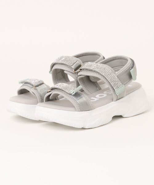 kitson（キットソン）の「kitson キラキラ ダブルベルト 厚底サンダル /hsky（サンダル・レディース・ブラック系その他/グレー/ベージュ/ラベンダー・LARGE/MEDIUM/SMALL/X-LARGE）」の3枚目の写真