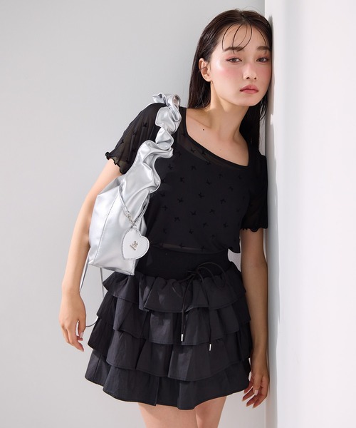 one after another NICE CLAUP(ワンアフターアナザーナイスクラップ)の「ティアードミニスカパン(スカート・レディース・オフホワイト/ブラック/ブルー・FREE)」の11枚目の写真