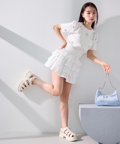 ナイスクラップ NICECLAUP パイピングジャケット ティアードミニスカート ナイスクラップ NICECLAUP パイピングジャケット ティアードミニ