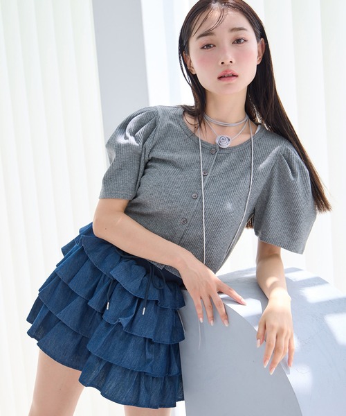 one after another NICE CLAUP(ワンアフターアナザーナイスクラップ)の「ティアードミニスカパン(スカート・レディース・オフホワイト/ブラック/ブルー・FREE)」の14枚目の写真