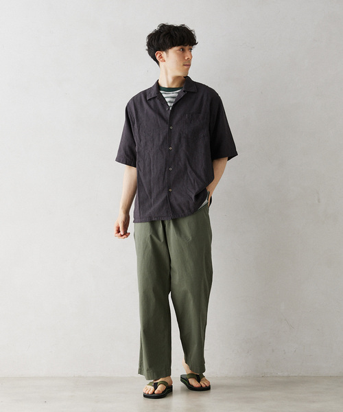 JOURNAL STANDARD relume（ジャーナルスタンダード　レリューム）の「European Flax / ヨーロピアンフラックス リネンオープンカラー半袖シャツ（シャツ/ブラウス・メンズ・ナチュラル/ブラック系その他/コバルトブルー・LARGE/MEDIUM）」の4枚目の写真