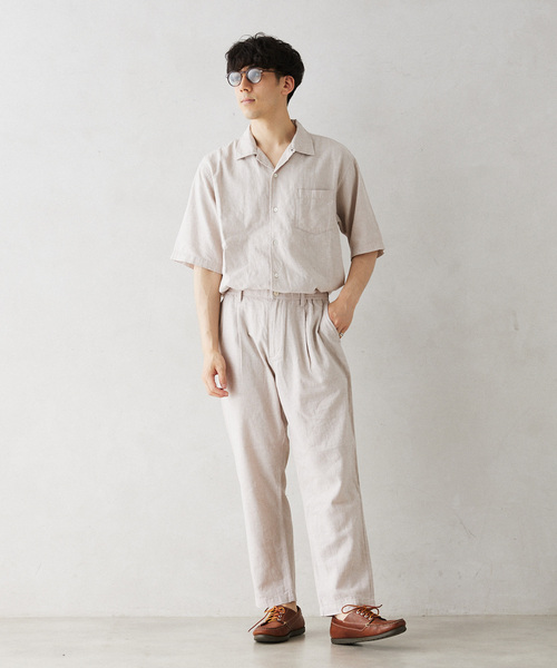 JOURNAL STANDARD relume（ジャーナルスタンダード　レリューム）の「European Flax / ヨーロピアンフラックス リネンオープンカラー半袖シャツ（シャツ/ブラウス・メンズ・ナチュラル/ブラック系その他/コバルトブルー・LARGE/MEDIUM）」の5枚目の写真