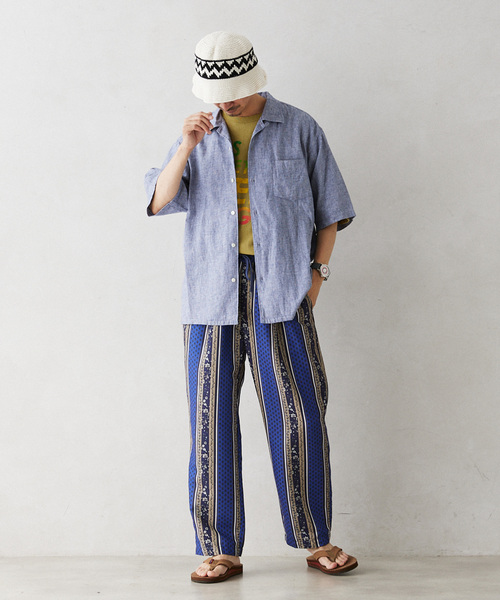 JOURNAL STANDARD relume（ジャーナルスタンダード　レリューム）の「European Flax / ヨーロピアンフラックス リネンオープンカラー半袖シャツ（シャツ/ブラウス・メンズ・ナチュラル/ブラック系その他/コバルトブルー・LARGE/MEDIUM）」の6枚目の写真