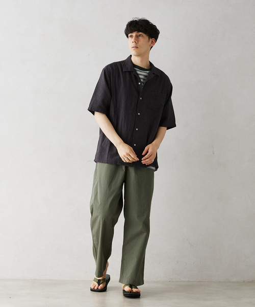 JOURNAL STANDARD relume（ジャーナルスタンダード　レリューム）の「European Flax / ヨーロピアンフラックス リネンオープンカラー半袖シャツ（シャツ/ブラウス・メンズ・ナチュラル/ブラック系その他/コバルトブルー・LARGE/MEDIUM）」の8枚目の写真